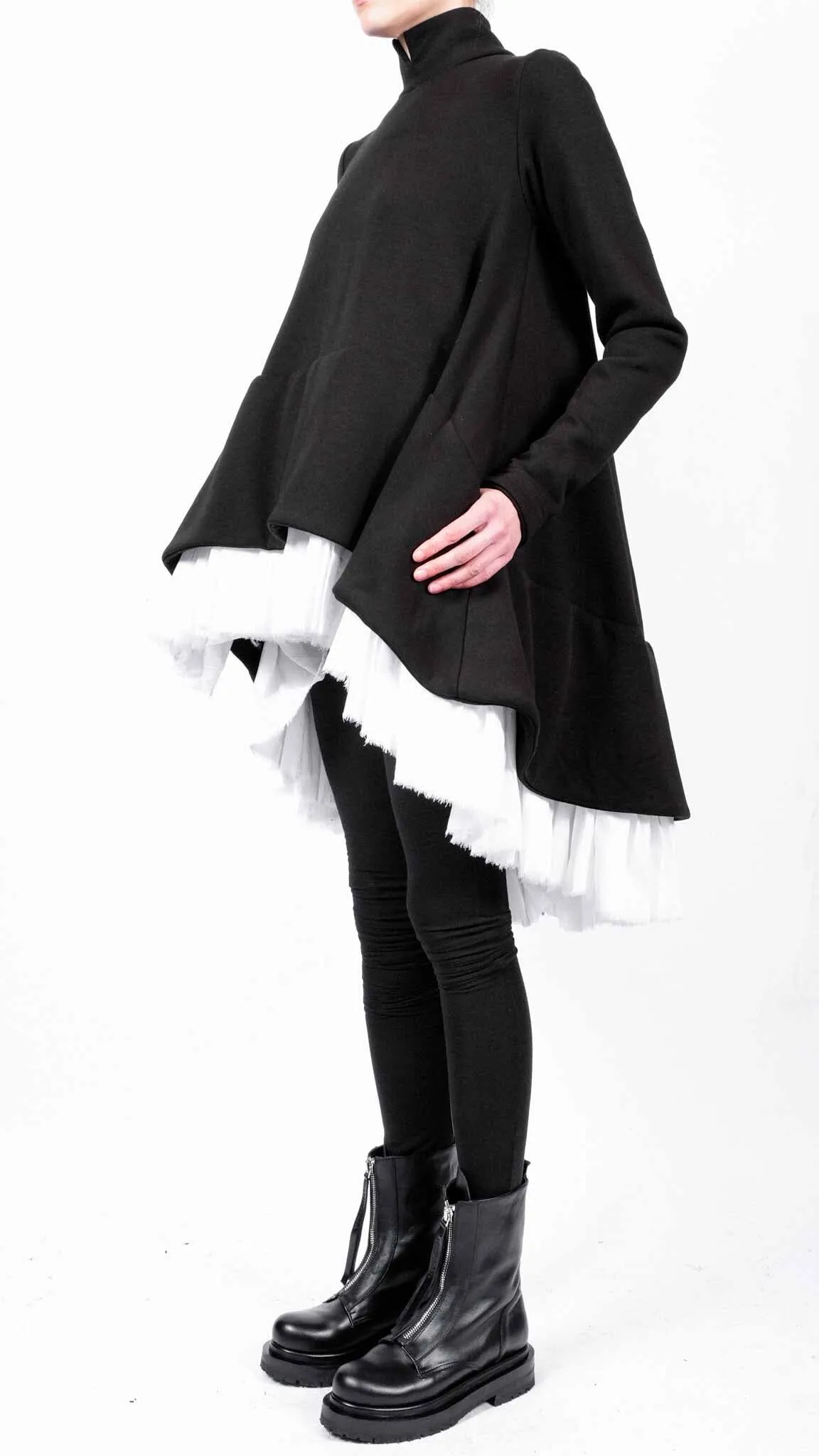 Mini Sweatshirt Dress with Structured Bottom
