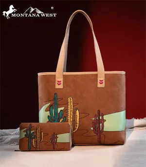 Montana West Cactus Tote Wallet Set