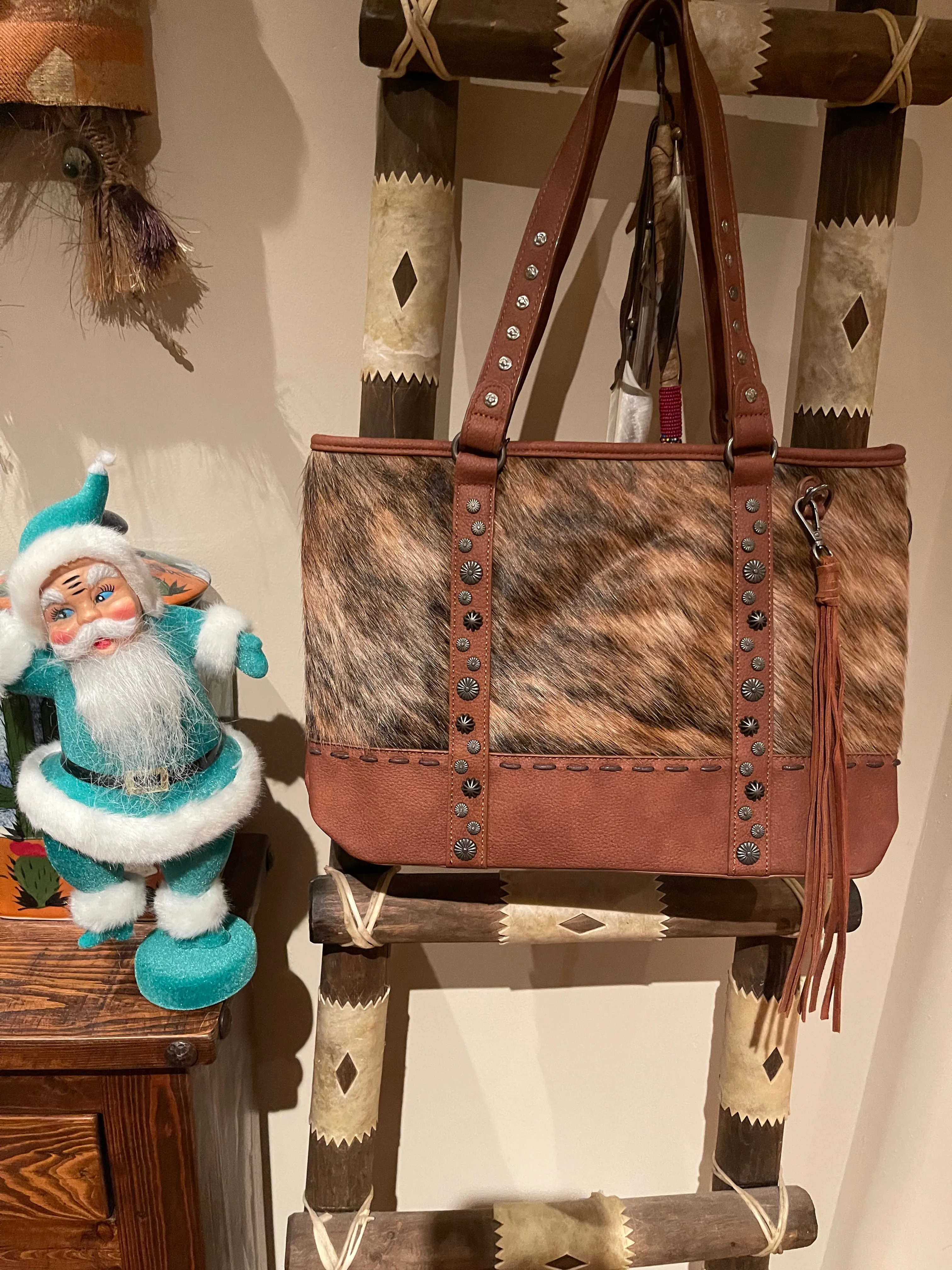 Montana West LARGE Brown Wide Get along Cowhide TOTE