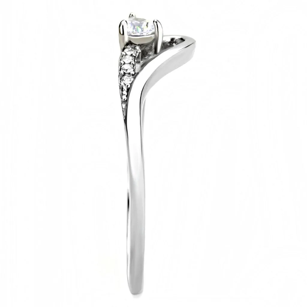 MT ad 841 - High Polished Clear Stainless Steel New April Birthstone