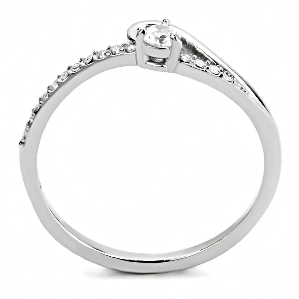 MT ad 841 - High Polished Clear Stainless Steel New April Birthstone