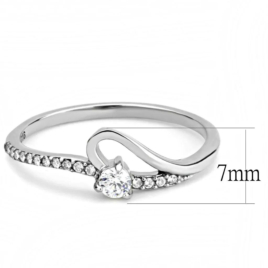 MT ad 841 - High Polished Clear Stainless Steel New April Birthstone