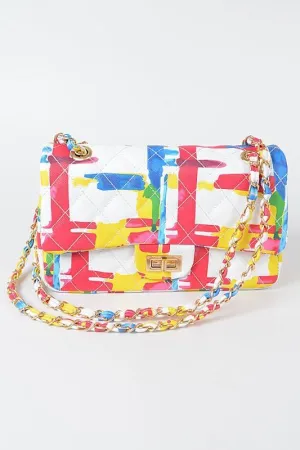Muilti color quilted clutch handbag