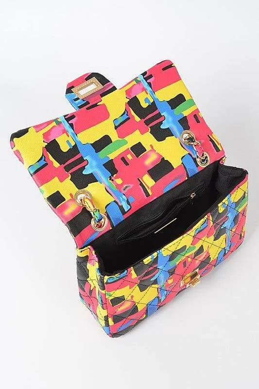 Muilti color quilted clutch handbag