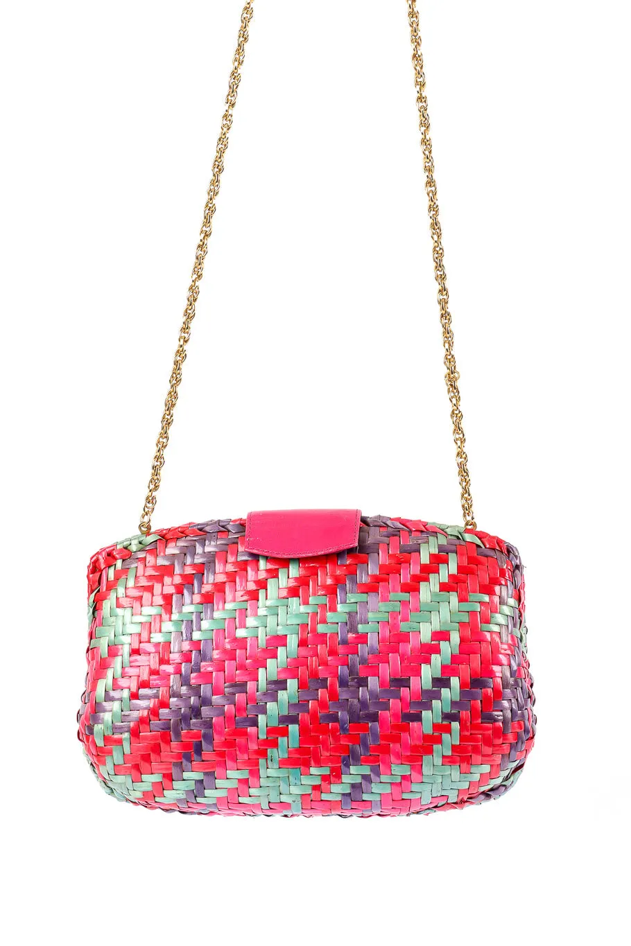 Multicolor Wicker Shoulder Clutch