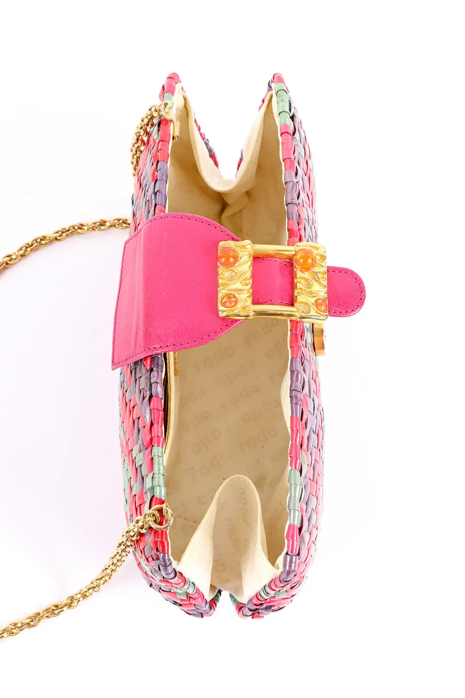 Multicolor Wicker Shoulder Clutch