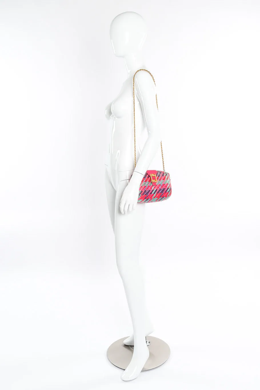 Multicolor Wicker Shoulder Clutch