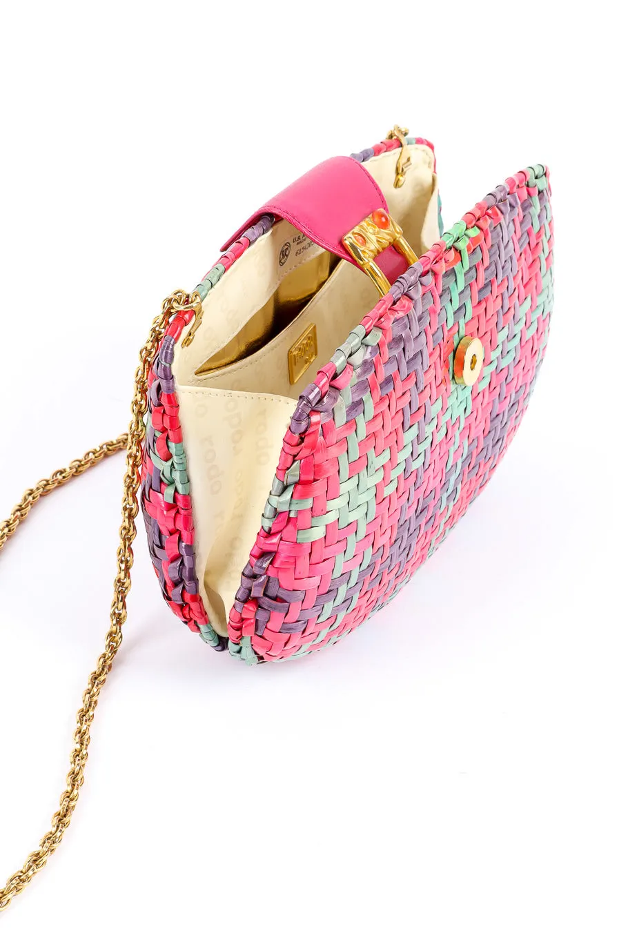 Multicolor Wicker Shoulder Clutch