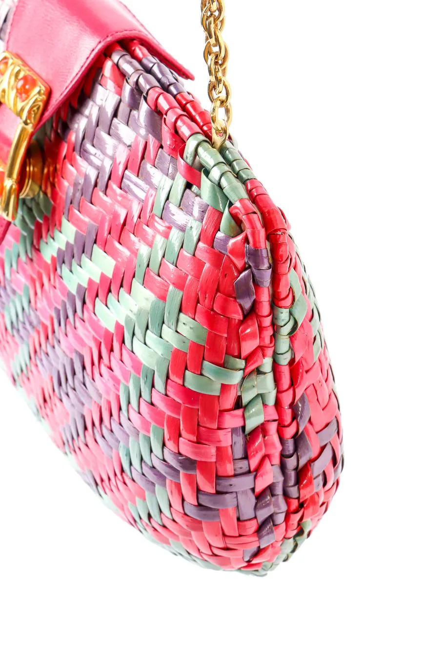 Multicolor Wicker Shoulder Clutch