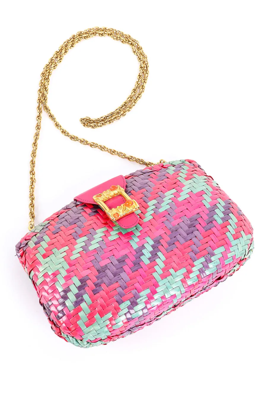 Multicolor Wicker Shoulder Clutch