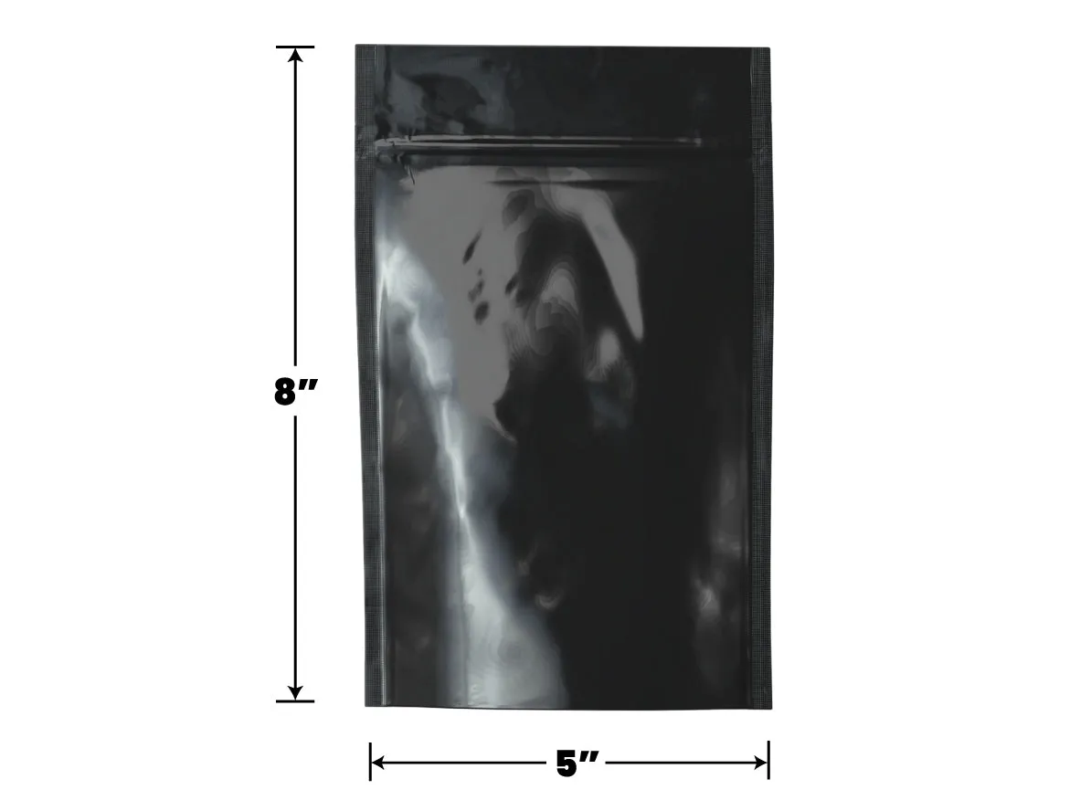 Mylar Bag Opaque Black - 1/2 Oz - 14 Grams - (100 to 50,000 Count)