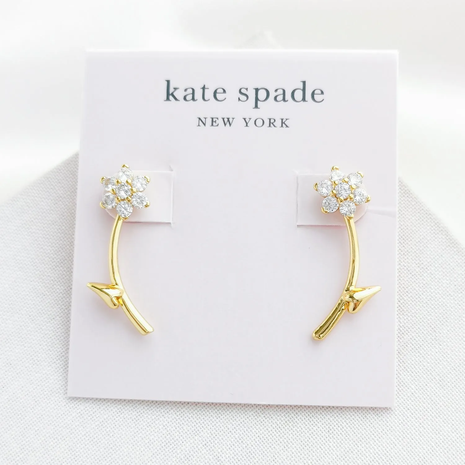 Myosotis Flower Ear Jacket  Earrings (Clear)