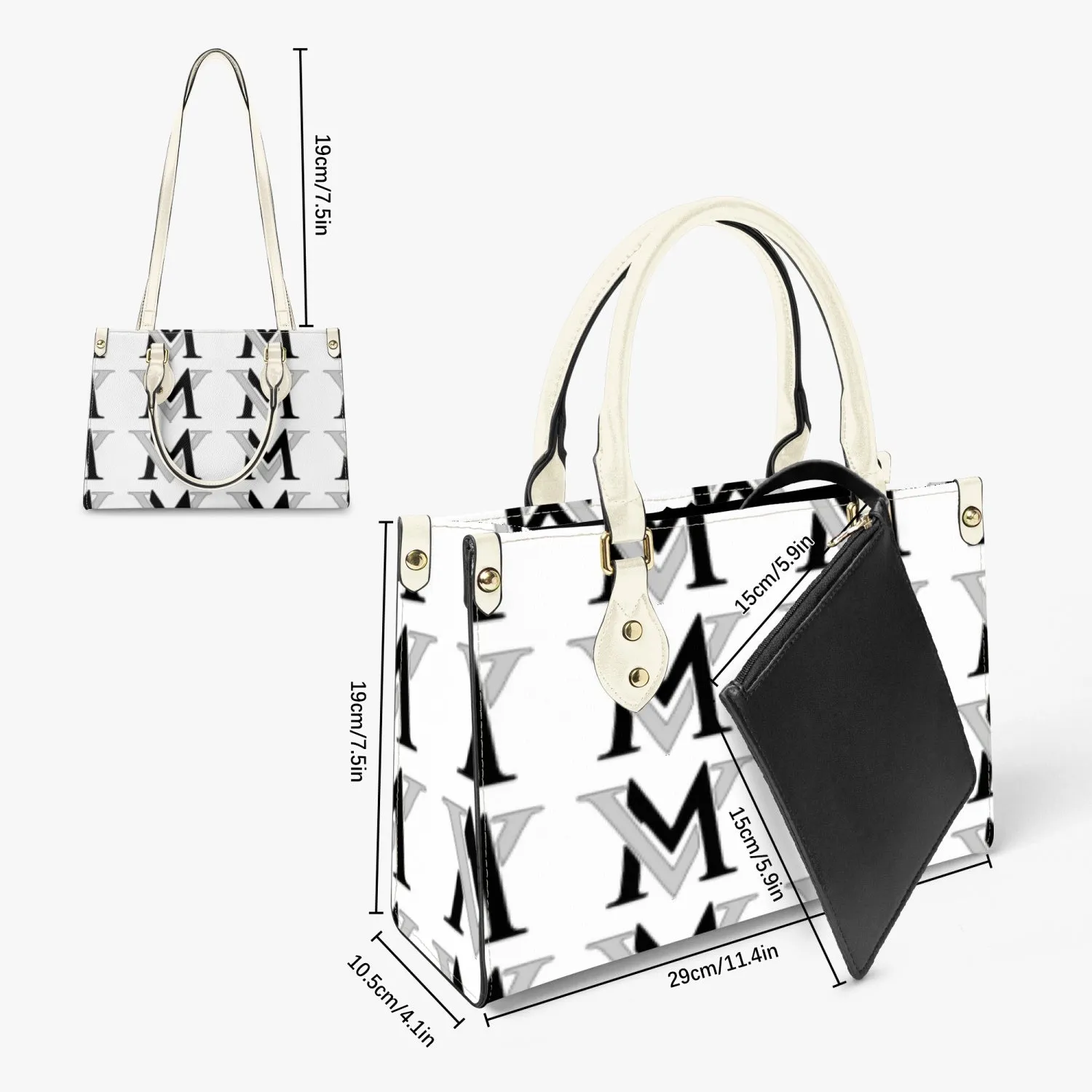 MyVybz White Tote Bag - Long Strap and Inner Bag