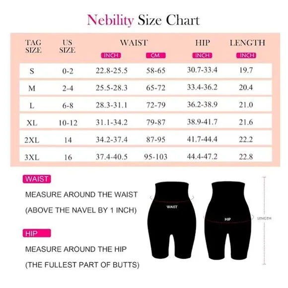 Nebility Black Waist Trainer Shapewear Zipped &amp; Hook Body Slimmer Short Size 2XL