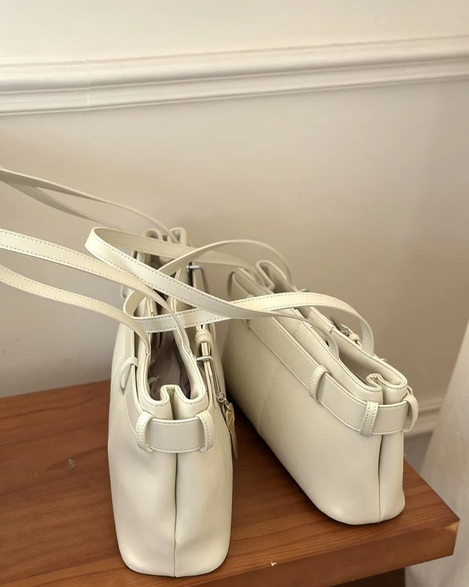 NEW & INSTOCK - Korean Leather Buckle Shoulder Handbag in Black, Red and Off-White (Small and Medium)