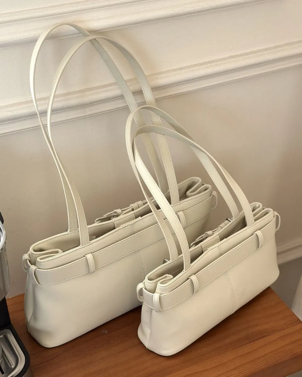 NEW & INSTOCK - Korean Leather Buckle Shoulder Handbag in Black, Red and Off-White (Small and Medium)