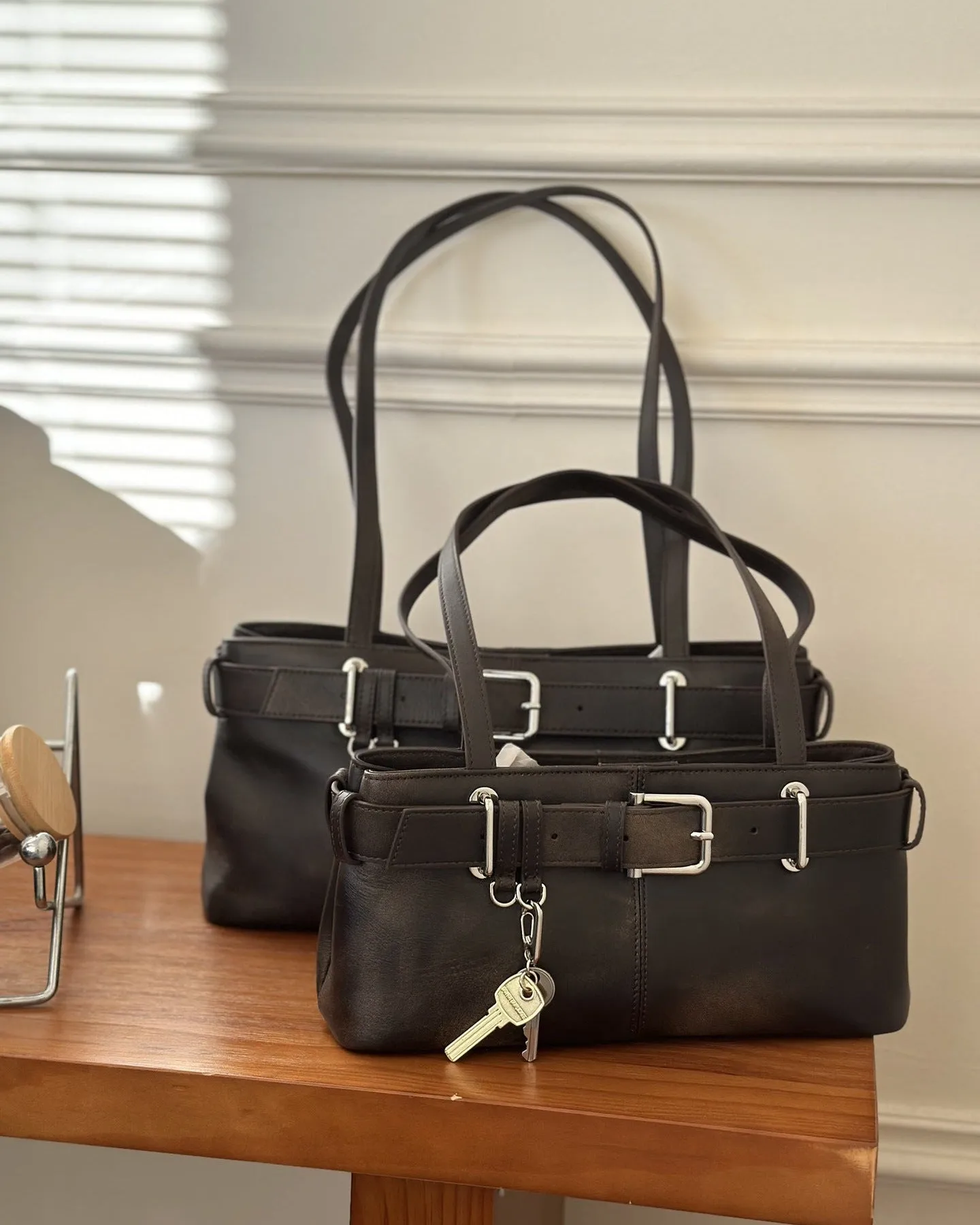 NEW & INSTOCK - Korean Leather Buckle Shoulder Handbag in Black, Red and Off-White (Small and Medium)