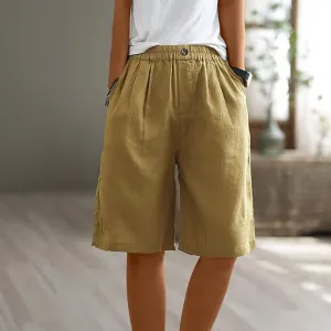 NEW Summer Linen Casual Loose Shorts for Women Bermuda Size M