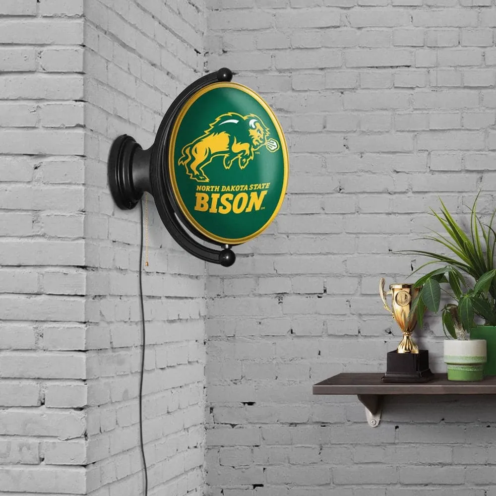 North Dakota State Bison: Charging - Original Oval Rotating Lighted Wall Sign