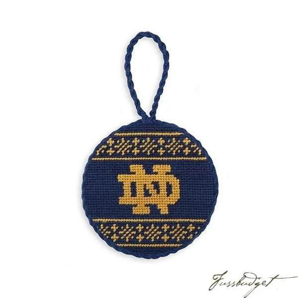 Notre Dame ND Fairisle Needlepoint Ornament (Classic Navy)
