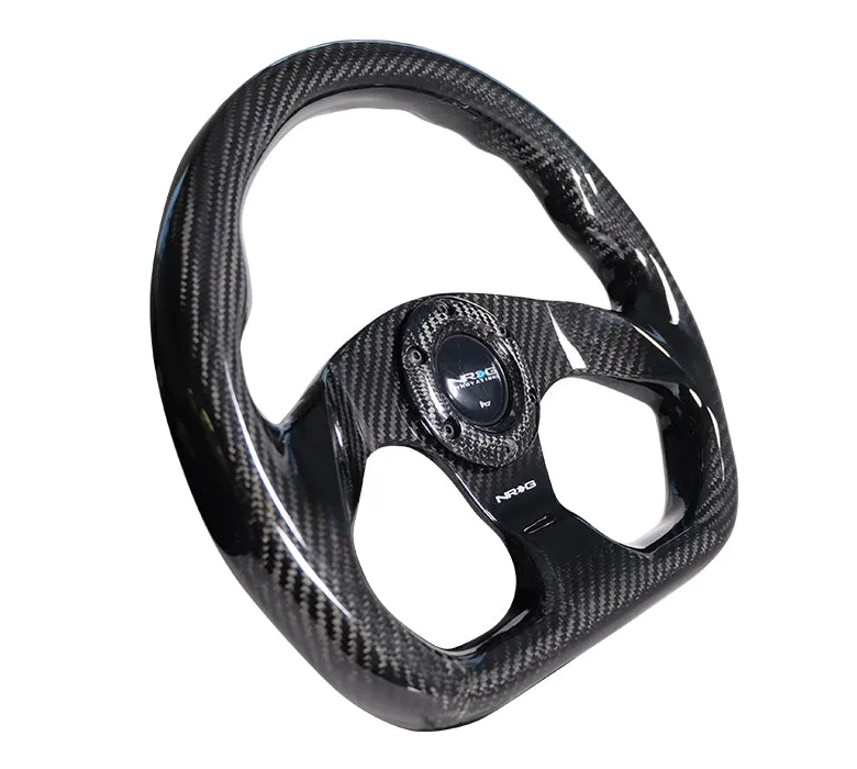 NRG ST-009CF/BK-1 320mm Shinny Black Flat Bottom Carbon Fiber Steering Wheel
