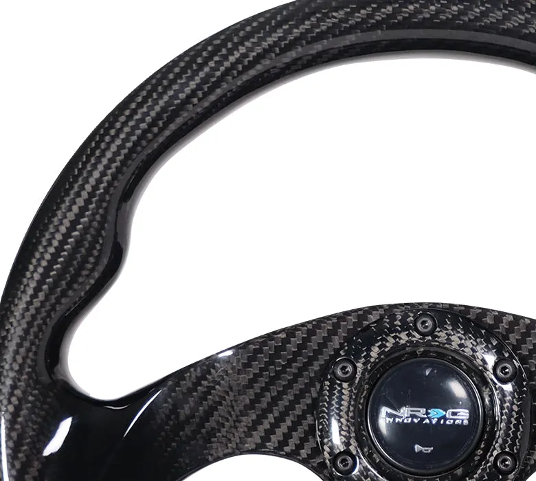 NRG ST-009CF/BK-1 320mm Shinny Black Flat Bottom Carbon Fiber Steering Wheel