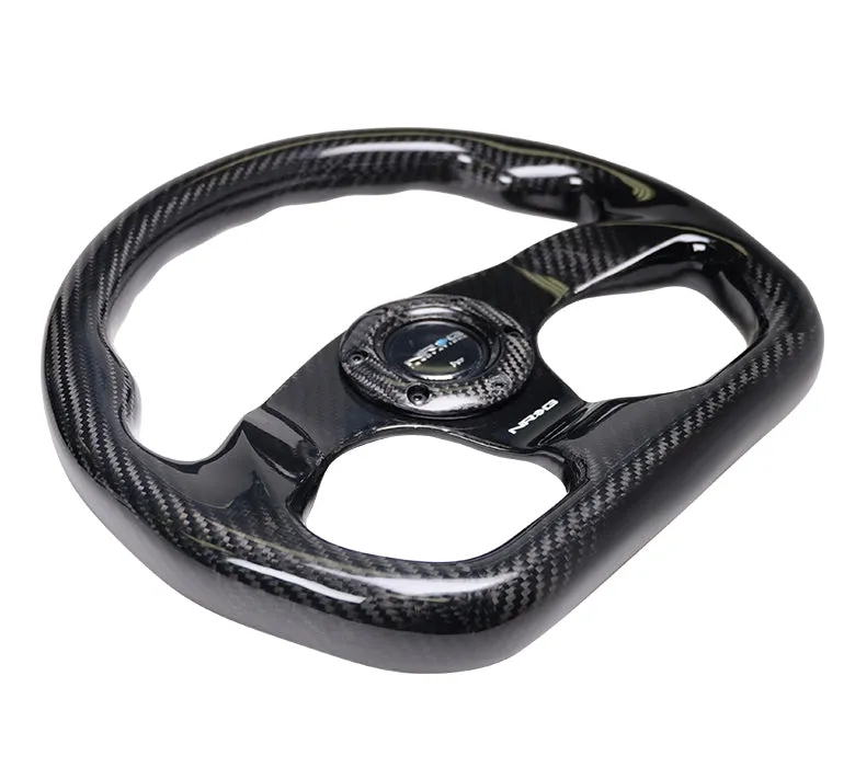 NRG ST-009CF/BK-1 320mm Shinny Black Flat Bottom Carbon Fiber Steering Wheel