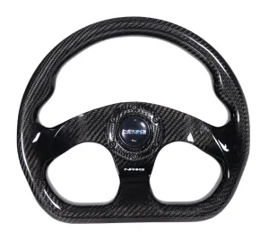 NRG ST-009CF/BK-1 320mm Shinny Black Flat Bottom Carbon Fiber Steering Wheel