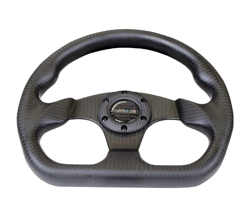 NRG ST-009CF/BK 320mm Shinny Black Flat Bottom Carbon Fiber Steering Wheel