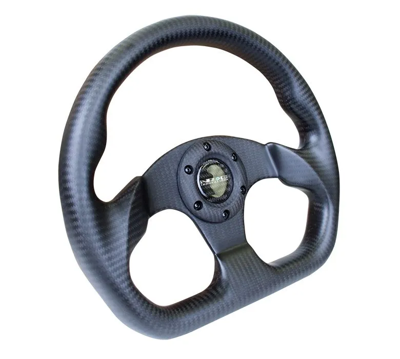 NRG ST-009CF/BK 320mm Shinny Black Flat Bottom Carbon Fiber Steering Wheel