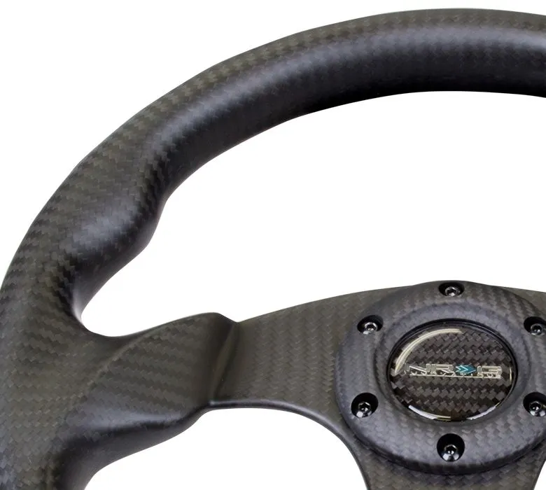 NRG ST-009CF/BK 320mm Shinny Black Flat Bottom Carbon Fiber Steering Wheel
