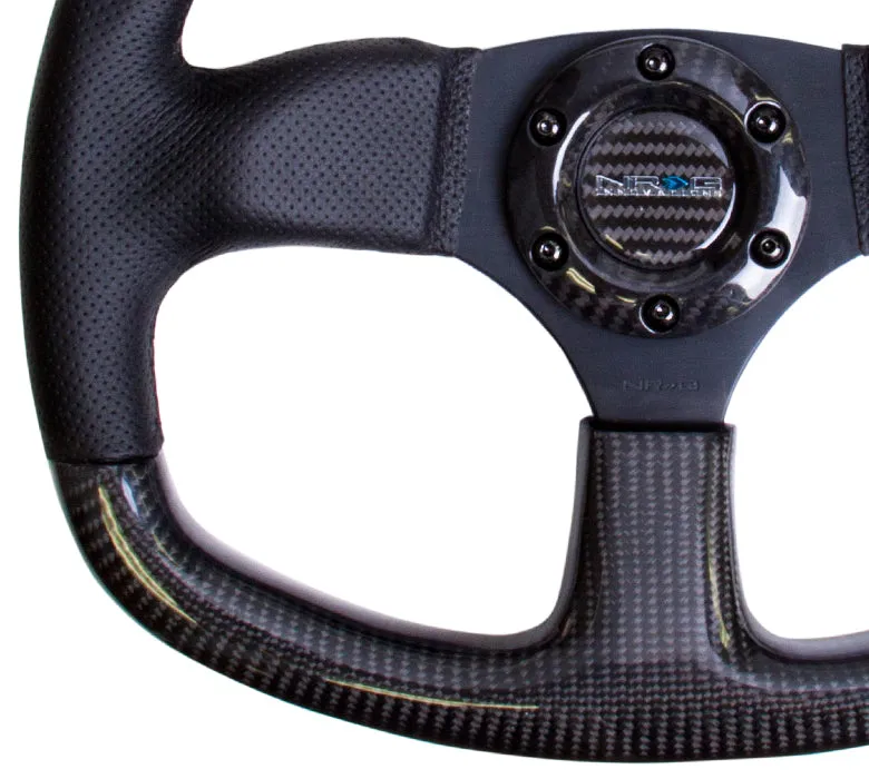NRG ST-009CFBS 320mm Flat Bottom Carbon Fiber Steering Wheel with Black Stitching