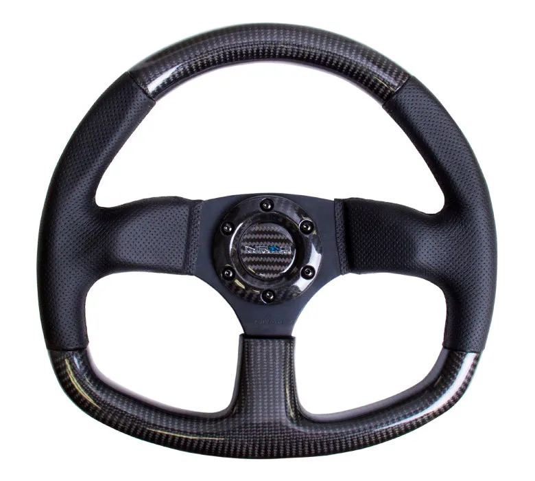 NRG ST-009CFBS 320mm Flat Bottom Carbon Fiber Steering Wheel with Black Stitching
