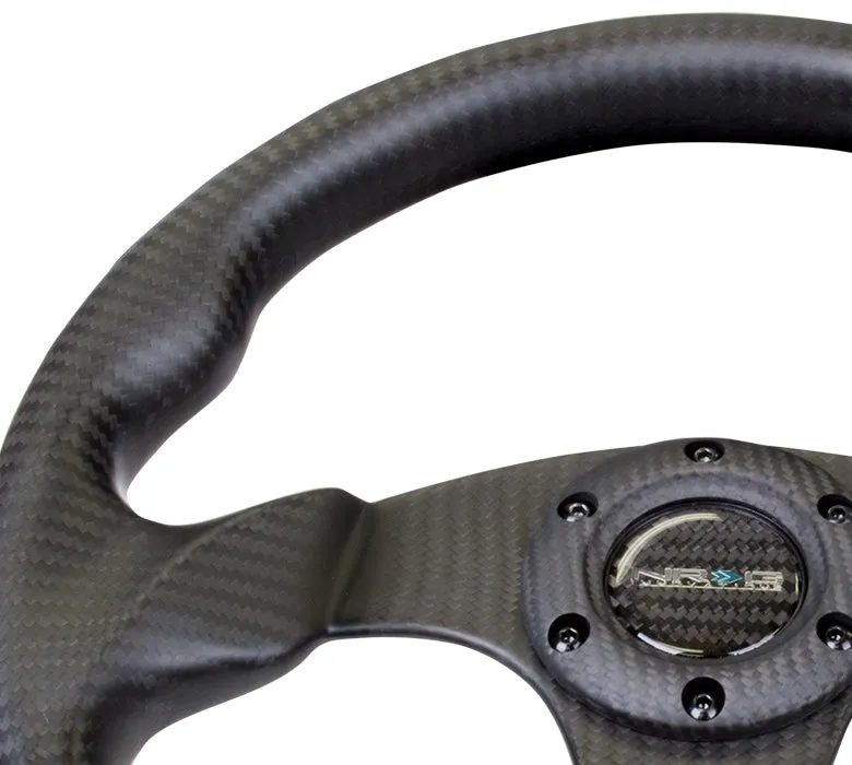 NRG ST-009CF/MB 320mm Matte Black Flat Bottom Carbon Fiber Steering Wheel