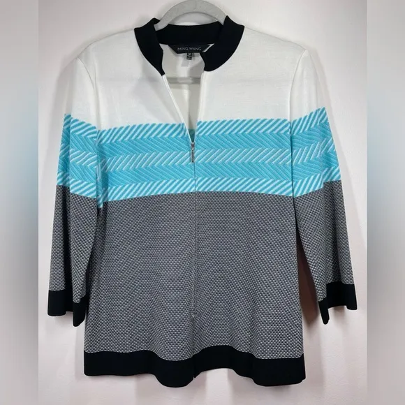 NWOT MING WANG Women’s Knit Three-Tone Jacket Size Medium