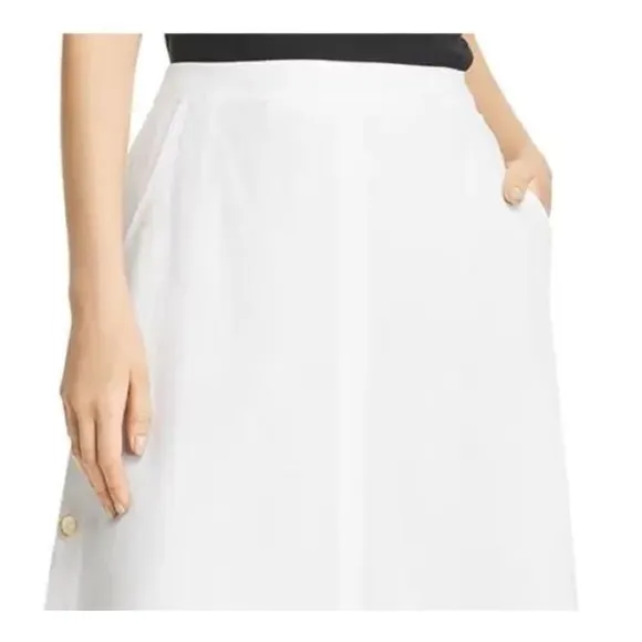 NWOT Nic   Zoe Women's Front Runner Linen Blend MIDI a Line Skirt White