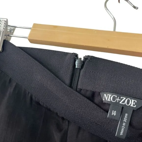 NWT Nic   Zoe 14 Skirt NEW Black Onyx Flowy Midi Layered Asymmetrical Womens