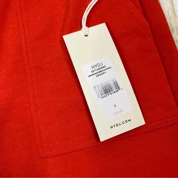NYDJ Forever Comfort Red Poppy Drawstring Bermuda Shorts