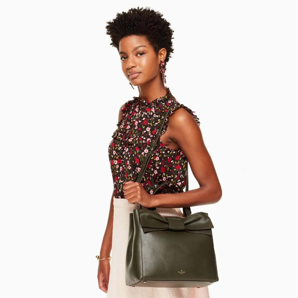 Olive Drive Brigette Bow Loden Green Satchel Bag