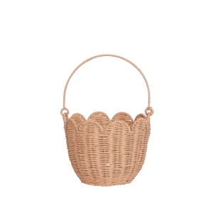 Olli Ella Rattan Tulip Carry Basket - Seashell Pink