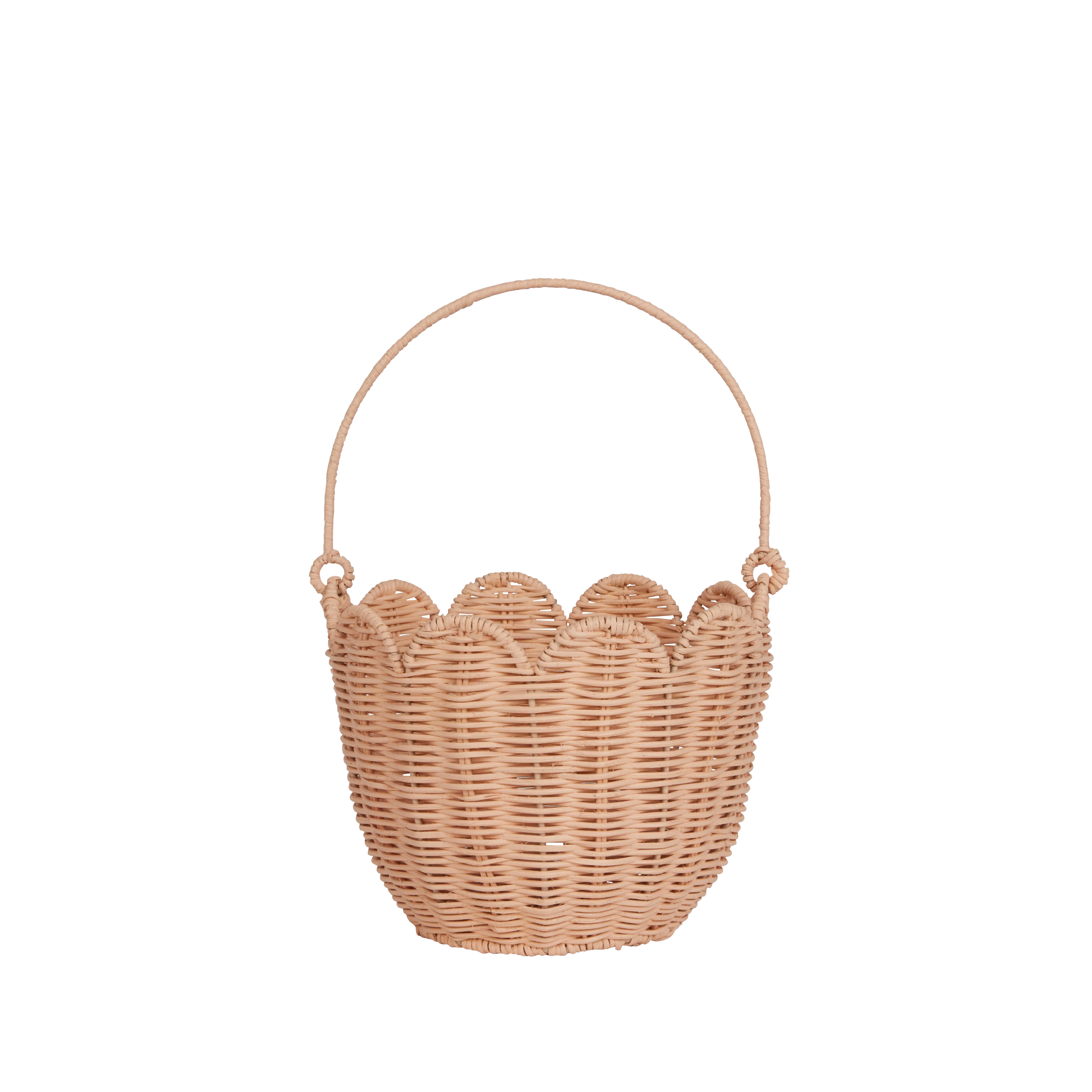 Olli Ella Rattan Tulip Carry Basket - Seashell Pink