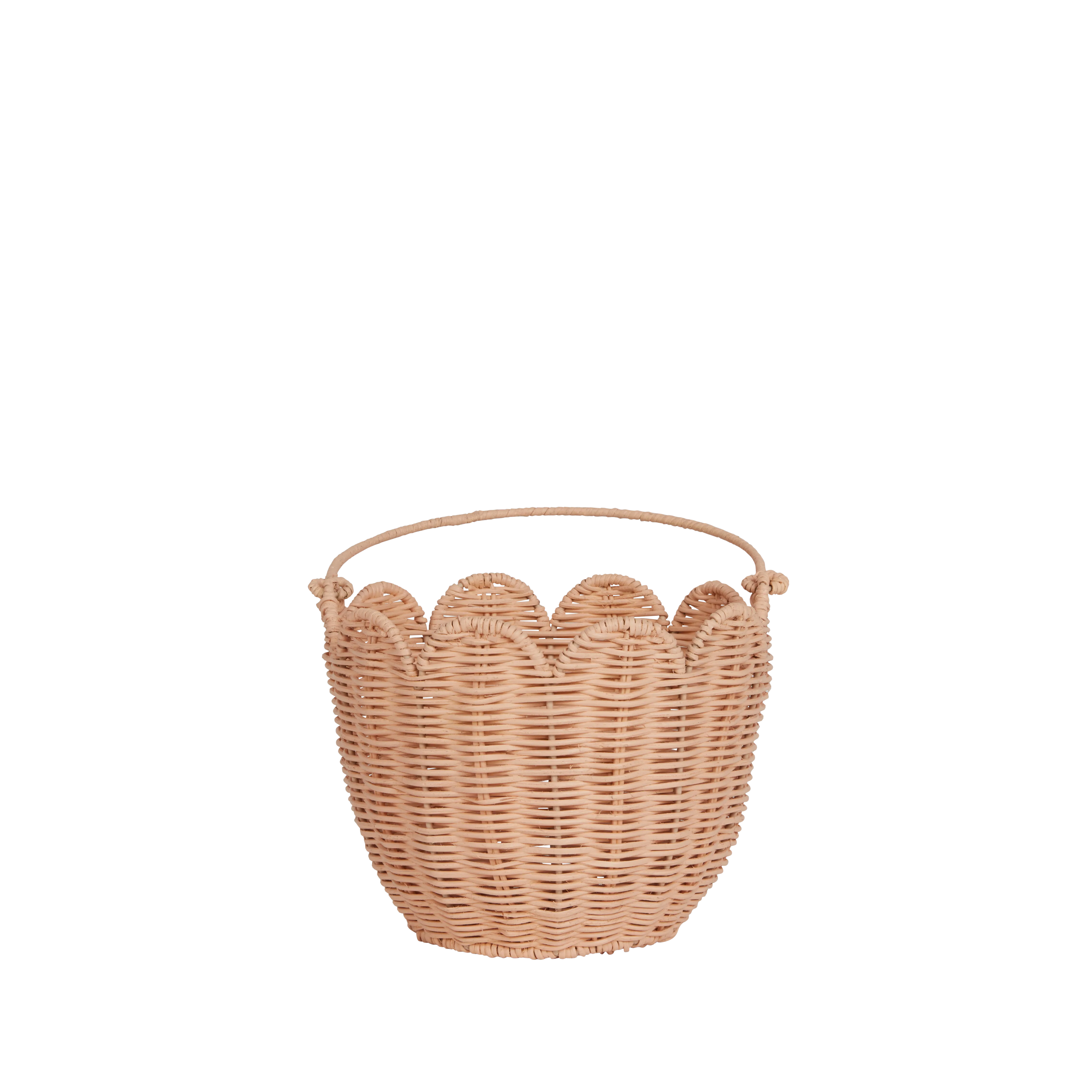 Olli Ella Rattan Tulip Carry Basket - Seashell Pink