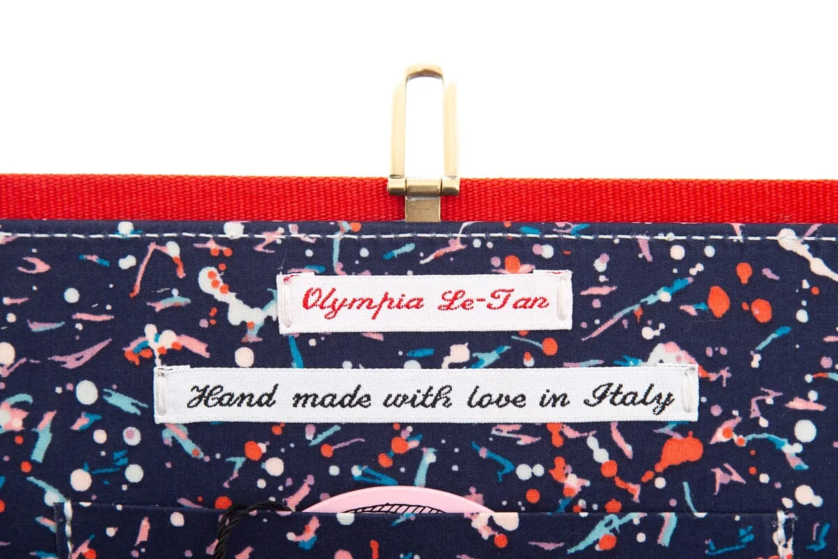 Olympia Le-Tan Canvas Embroidered Red Graphic Print Clutch