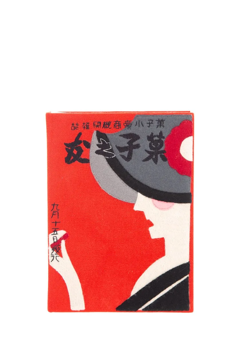Olympia Le-Tan Canvas Embroidered Red Graphic Print Clutch