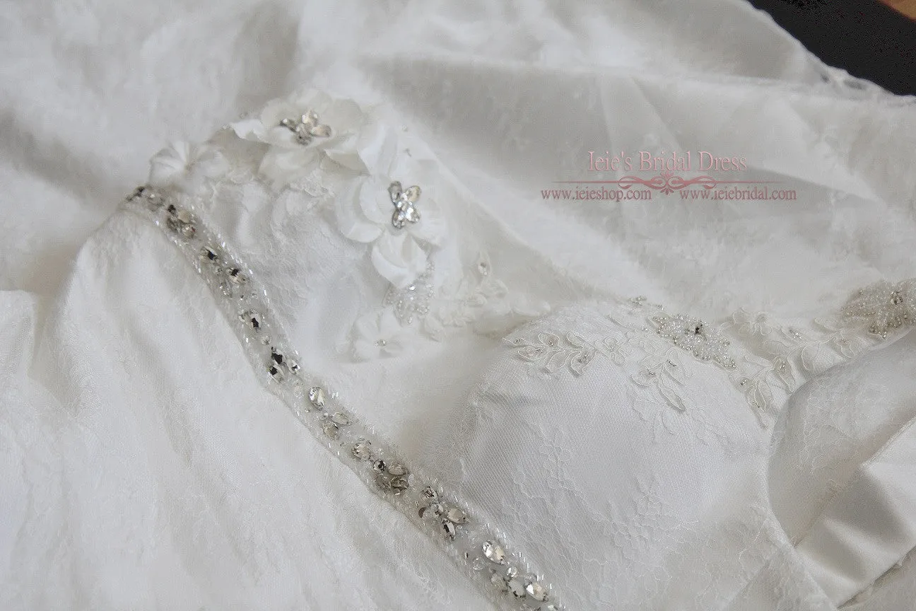 One Shoulder Mermaid Lace Wedding Dress with Floral Details and Beadings | Jordan