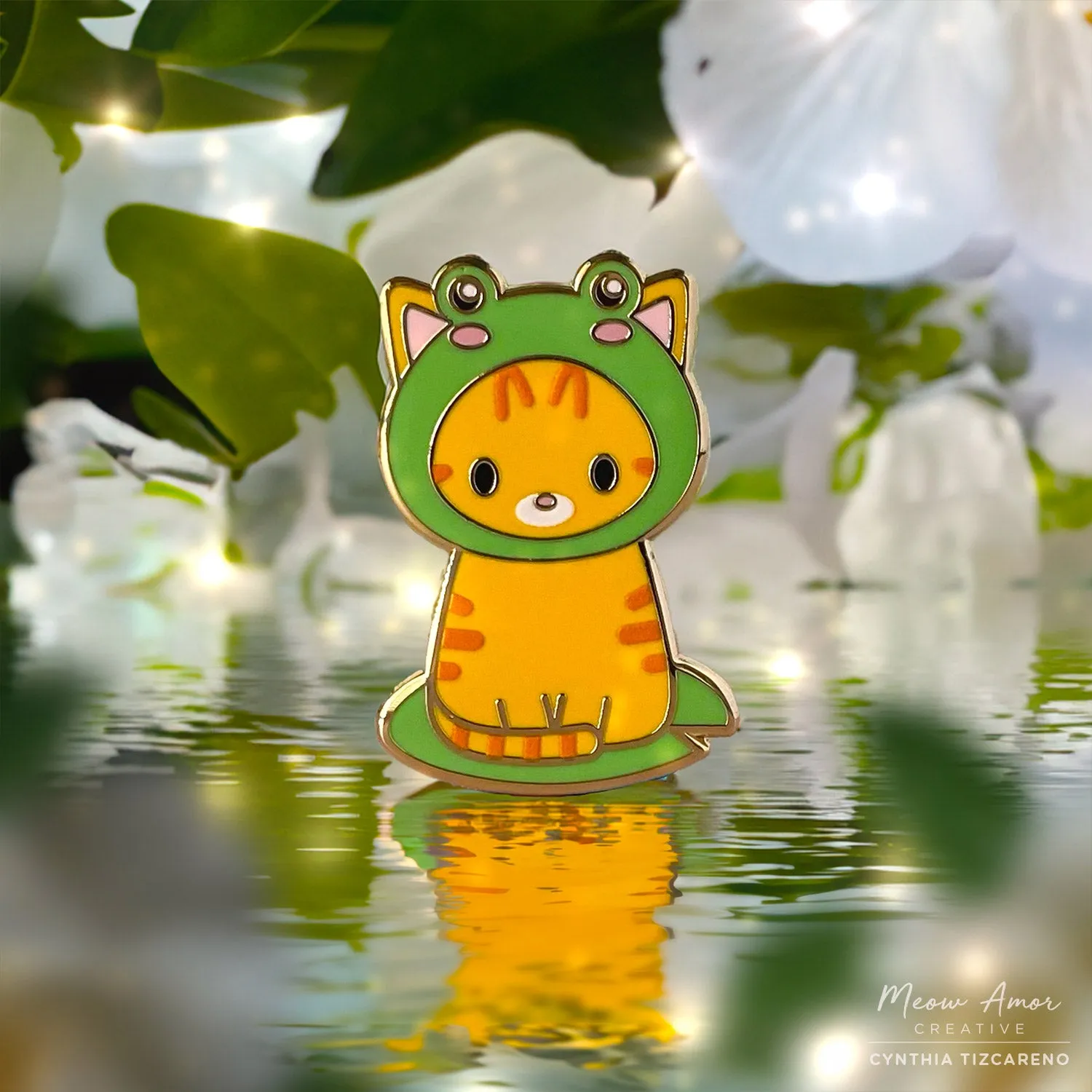 Orange Tabby Cat Frog Enamel Pin