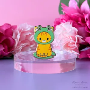 Orange Tabby Cat Frog Enamel Pin