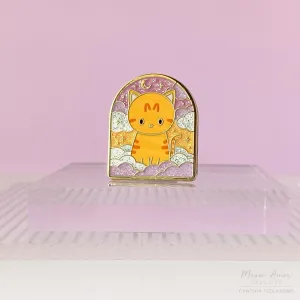 Orange Tabby Sunrise Skies Glitter Enamel Pin
