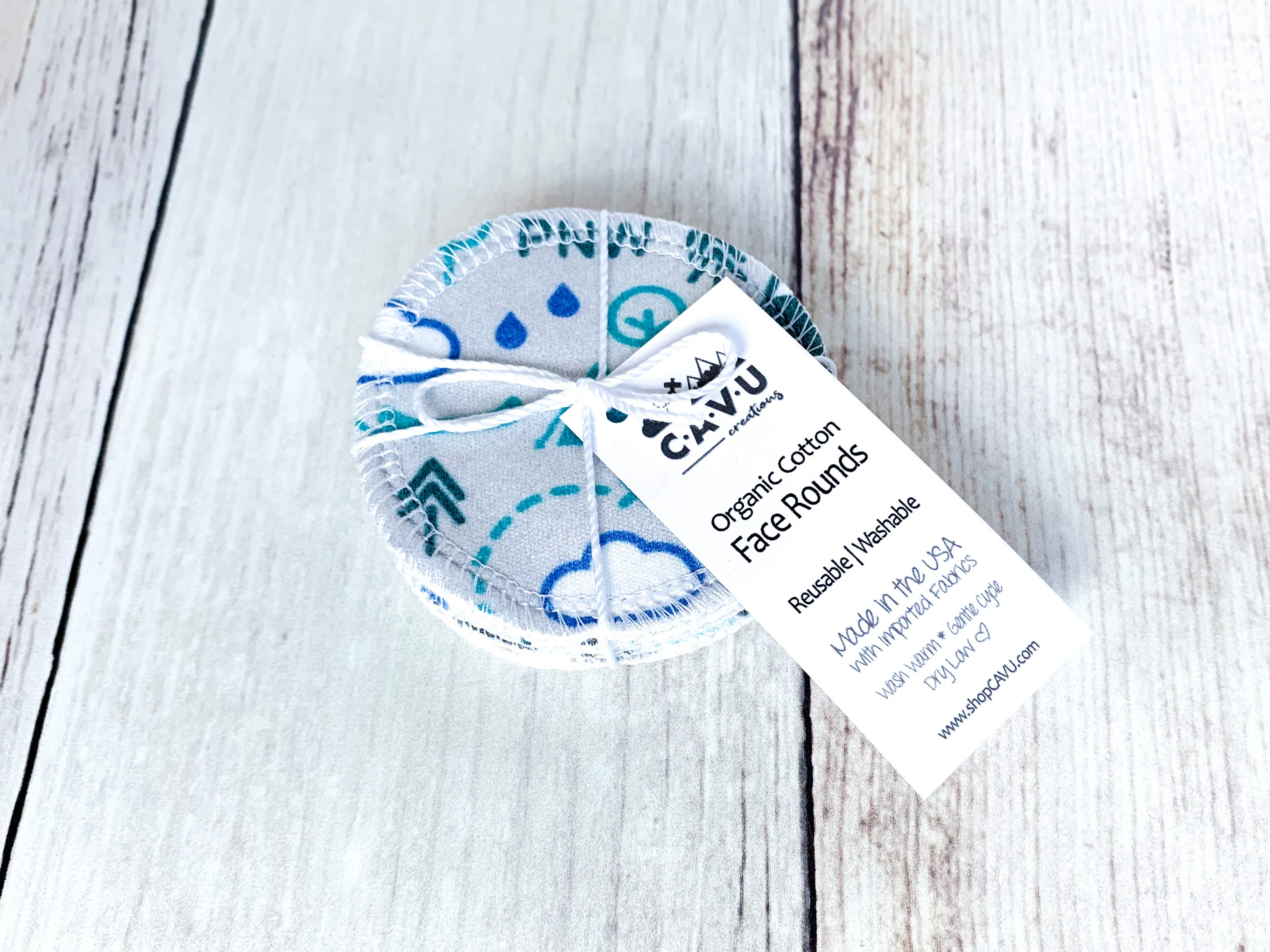 Organic Cotton Face Rounds - Set #6 - Cool PNW Mix - Blues / Greens / Gray (Small)