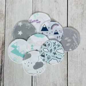Organic Cotton Face Rounds - Set J - Rainbows   Mountains Light Mix (Large)